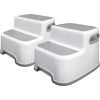 ABCRITAL Tabouret Pour Enfants Marche Pieds Enfant Antidérapant En Deux Étapes Avec Poignée Tabouret Rehausseur Pour Tout-Petits Convient Aux Enfants De Plus De 18 Mois(Paquet De 2)
