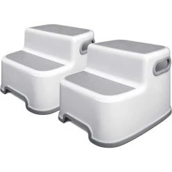 ABCRITAL Tabouret Pour Enfants Marche Pieds Enfant Antidérapant En Deux Étapes Avec Poignée Tabouret Rehausseur Pour Tout-Petits Convient Aux Enfants De Plus De 18 Mois(Paquet De 2)