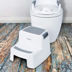 AICOK Marche Pieds Enfant 2 Marches Antidéparant Pour Apprentissage De La Propreté，Escabeau Enfant Pour Salle De Bains/Toilette/Cuisine Etc (Gris & Blanc) -Pas Cher Échelle Magasin 46223210 4