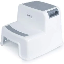 AICOK Marche Pieds Enfant 2 Marches Antidéparant Pour Apprentissage De La Propreté，Escabeau Enfant Pour Salle De Bains/Toilette/Cuisine Etc (Gris & Blanc) -Pas Cher Échelle Magasin 46223210 5