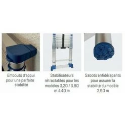 TUBESCA COMABI Tubesca - Echelle Télescopique En Alu 11 échelons Haut. De Travail 4,1 M - X-TENSO 2 -Pas Cher Échelle Magasin 46284970 4