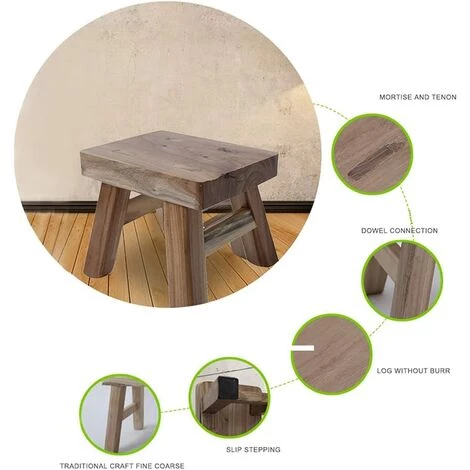 TINOR Marchepied En Bois Avec 4 Pieds Pour Bébé Et Enfant, Tabouret Multifonction Et Siège De Salle De Bain, Couloir (vernis) 3 TINOR Marchepied En Bois Avec 4 Pieds Pour Bébé Et Enfant, Tabouret Multifonction Et Siège De Salle De Bain, Couloir (vernis) – Image 3