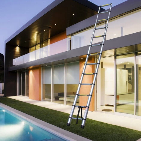 WOTTES Echelle Téléscopique Unilatérale Alliage Aluminium Échelle Télescopique Portable Polyvalente Charge Maximale De 150 Kg 2 M - Argent 3 WOTTES Echelle Téléscopique Unilatérale Alliage Aluminium Échelle Télescopique Portable Polyvalente Charge Maximale De 150 Kg 2 M - Argent – Image 3