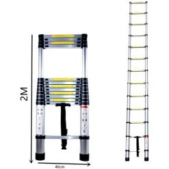WOTTES Echelle Téléscopique Unilatérale Alliage Aluminium Échelle Télescopique Portable Polyvalente Charge Maximale De 150 Kg 2 M - Argent 7 WOTTES Echelle Téléscopique Unilatérale Alliage Aluminium Échelle Télescopique Portable Polyvalente Charge Maximale De 150 Kg 2 M - Argent -Pas Cher Échelle Magasin 47428280 4
