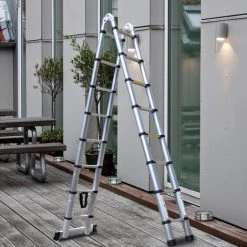 WOTTES Echelle Téléscopique Multifonctionnelle Alliage Aluminium Extérieure Échelle Double Face Pliante Domestique 5M(2.5M+2.5M) - Argent -Pas Cher Échelle Magasin 47428305 3