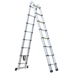 WOTTES Echelle Téléscopique Multifonctionnelle Alliage Aluminium Extérieure Échelle Double Face Pliante Domestique 5M(2.5M+2.5M) - Argent -Pas Cher Échelle Magasin 47428305 4