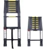 WOTTES Echelle Téléscopique Aluminium Multifonctionnel Extérieur Portable Échelle Télescopique Simple Côté Loft De Jardin 4.7M - Noir