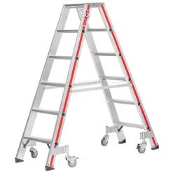 ESCABEAU DIRECT - MATISERE Escabeau Roulant De 2x5 Marches - Hauteur De Travail Maximale De 2.90m - 8024/2x5-4P