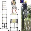 DazHom ? 12 Echelons ��chelle T��Lescopique , Echelle Pliante Aluminium, Crochet Et Barre Stabilisatrice, Charge Maximale 150kg, 2 M
