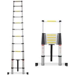 DazHom ? 12 Echelons ��chelle T��Lescopique , Echelle Pliante Aluminium, Crochet Et Barre Stabilisatrice, Charge Maximale 150kg, 2 M -Pas Cher Échelle Magasin 47941778 3