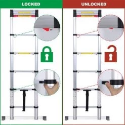 DazHom ? 12 Echelons ��chelle T��Lescopique , Echelle Pliante Aluminium, Crochet Et Barre Stabilisatrice, Charge Maximale 150kg, 2 M -Pas Cher Échelle Magasin 47941778 4