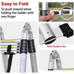 SKECTEN Echelle Télescopique Escabeau Telescopique Echelle Pliante Echelle Escamotable En Aluminium 5M -Pas Cher Échelle Magasin 48012831 3