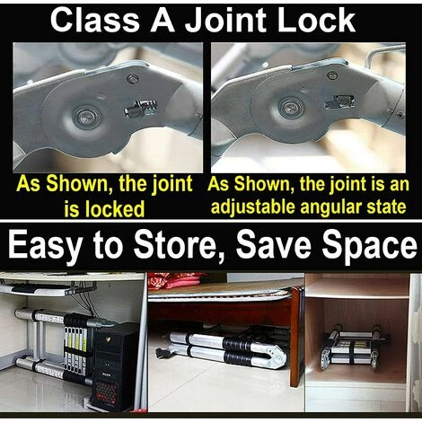 SKECTEN Échelle Télescopique En Aluminium De 5 M (2,5 M + 2,5 M) Extensible Polyvalente, Robuste, 16 Marches, Capacité De 150 Kg/330 LB Avec Sécurité Certifiée 3 SKECTEN Échelle Télescopique En Aluminium De 5 M (2,5 M + 2,5 M) Extensible Polyvalente, Robuste, 16 Marches, Capacité De 150 Kg/330 LB Avec Sécurité Certifiée – Image 3