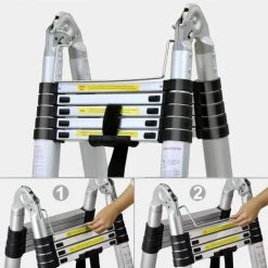 SKECTEN Échelle D'extension 5M Échelle Télescopique En Forme De A En Aluminium Portable Pliable Multi-usages Échelle à 16 Marches Pour Bureau à Domicile Intérieur Extérieur Bricolage 150 Kg Capacité 7 SKECTEN Échelle D'extension 5M Échelle Télescopique En Forme De A En Aluminium Portable Pliable Multi-usages Échelle à 16 Marches Pour Bureau à Domicile Intérieur Extérieur Bricolage 150 Kg Capacité -Pas Cher Échelle Magasin 48012836 3