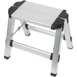 TINOR Escabeau Multifonction En Aluminium Avec 2 Marches - Charge Maximale : 150 Kg