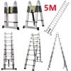 OOBEST Échelle D'extension 5M Échelle Télescopique En Forme De A En Aluminium Portable Pliable Multi-usages Échelle à 16 Marches Pour Bureau à Domicile Intérieur Extérieur Bricolage 150 Kg Capacité