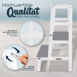 KIDUKU Tour D'apprentissage En Bois | Escabeau Pour Les Enfants à Partir De L'âge Debout | Tour D'apprentissage Pour Une Sécurité Maximale -Pas Cher Échelle Magasin 48101158 3