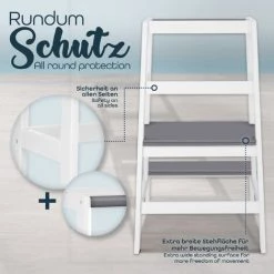 KIDUKU Tour D'apprentissage En Bois | Escabeau Pour Les Enfants à Partir De L'âge Debout | Tour D'apprentissage Pour Une Sécurité Maximale -Pas Cher Échelle Magasin 48101158 4