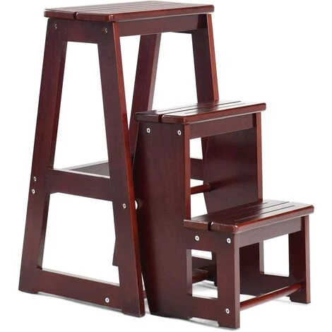 GOPLUS Tabouret D'Echelle 3 Marches Tabouret D’Escabeau Pliable 3 Etages, 57 X 39 X 65 CM, Fait En Bois De Pin (Brun) 1 GOPLUS Tabouret D'Echelle 3 Marches Tabouret D’Escabeau Pliable 3 Etages, 57 X 39 X 65 CM, Fait En Bois De Pin (Brun)