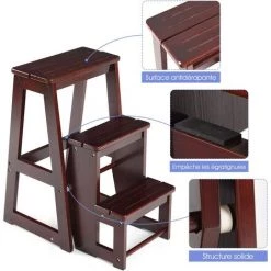 GOPLUS Tabouret D'Echelle 3 Marches Tabouret D’Escabeau Pliable 3 Etages, 57 X 39 X 65 CM, Fait En Bois De Pin (Brun) 7 GOPLUS Tabouret D'Echelle 3 Marches Tabouret D’Escabeau Pliable 3 Etages, 57 X 39 X 65 CM, Fait En Bois De Pin (Brun) -Pas Cher Échelle Magasin 48930836 3