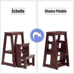 GOPLUS Tabouret D'Echelle 3 Marches Tabouret D’Escabeau Pliable 3 Etages, 57 X 39 X 65 CM, Fait En Bois De Pin (Brun) 8 GOPLUS Tabouret D'Echelle 3 Marches Tabouret D’Escabeau Pliable 3 Etages, 57 X 39 X 65 CM, Fait En Bois De Pin (Brun) -Pas Cher Échelle Magasin 48930836 4