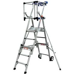 ECHELLE DIRECT - MATISERE Escabeau PIRL Télescopique 4 à 7 Marches - Hauteur Max. De Travail 3.79m - PIRLXT7-P