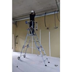 ECHELLE DIRECT - MATISERE Escabeau PIRL Télescopique 4 à 7 Marches - Hauteur Max. De Travail 3.79m - PIRLXT7-P -Pas Cher Échelle Magasin 50437103 5