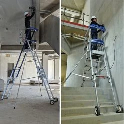 PLATEFORME DIRECT - MATISERE Escabeau PIRL Télescopique 3 à 5 Marches - Hauteur Max. De Travail 3.28m - Garde-corps Saloon - PIRLXT5-U -Pas Cher Échelle Magasin 50437106 4