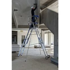 PLATEFORME DIRECT - MATISERE Escabeau PIRL Télescopique 3 à 5 Marches - Hauteur Max. De Travail 3.28m - Garde-corps Saloon - PIRLXT5-U -Pas Cher Échelle Magasin 50437106 5