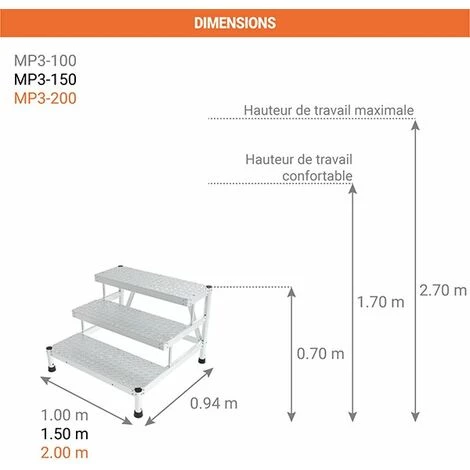 ESCABEAU DIRECT - MATISERE Marchepied Aluminium - 3 Marches - MP3-200 2 ESCABEAU DIRECT - MATISERE Marchepied Aluminium - 3 Marches - MP3-200 – Image 2