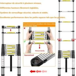 JN.SONGS Échelle Télescopique 4,4M En Aluminium Pliable Télescopique Multi-Fonction Echelle Pliable Extensible Avec 14 Echelons 8 JN.SONGS Échelle Télescopique 4,4M En Aluminium Pliable Télescopique Multi-Fonction Echelle Pliable Extensible Avec 14 Echelons -Pas Cher Échelle Magasin 50600205 4