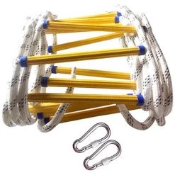 JN.SONGS Échelle De Corde D'évacuation De Feu Échelle De Sécurité Incendie Résistant Aux Flammes Avec 2 Mousquetons - 15 M