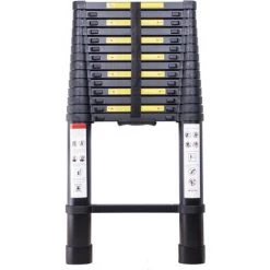 JN.SONGS Échelle Télescopique 4,4m Echelle De Toit En Aluminium EN131 Avec 14 Echelons Capacité De Charge 150 Kg Noir