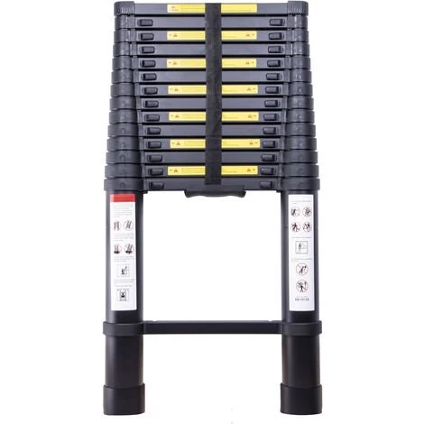 JN.SONGS Échelle Télescopique 4,4m Echelle De Toit En Aluminium EN131 Avec 14 Echelons Capacité De Charge 150 Kg Noir 1 JN.SONGS Échelle Télescopique 4,4m Echelle De Toit En Aluminium EN131 Avec 14 Echelons Capacité De Charge 150 Kg Noir