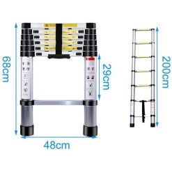 JN.SONGS Échelle Télescopique Portable Échelle Extensible En Aluminium Certifié EN131 Charge 150 Kg - 2.0M -Pas Cher Échelle Magasin 50600391 4