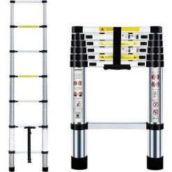 JN.SONGS Échelle Télescopique 2M En Aluminium Pliable Télescopique Multi-Fonction Echelle Pliable Extensible Avec 6 Echelons
