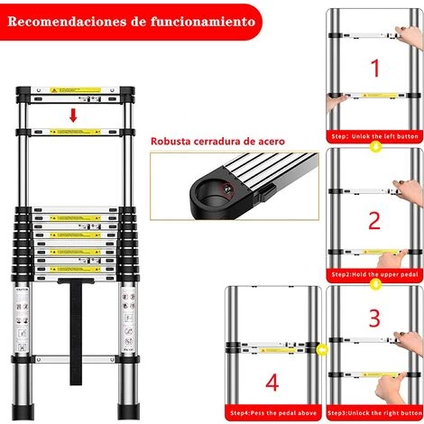 JN.SONGS Échelle Télescopique 2M En Aluminium Pliable Télescopique Multi-Fonction Echelle Pliable Extensible Avec 6 Echelons 3 JN.SONGS Échelle Télescopique 2M En Aluminium Pliable Télescopique Multi-Fonction Echelle Pliable Extensible Avec 6 Echelons – Image 3