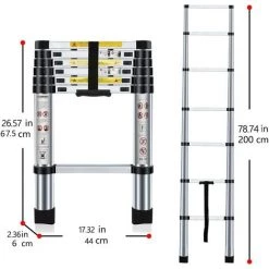 JN.SONGS Échelle Télescopique 2M En Aluminium Pliable Télescopique Multi-Fonction Echelle Pliable Extensible Avec 6 Echelons 9 JN.SONGS Échelle Télescopique 2M En Aluminium Pliable Télescopique Multi-Fonction Echelle Pliable Extensible Avec 6 Echelons -Pas Cher Échelle Magasin 50600482 5