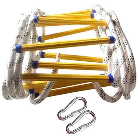 JN.SONGS Échelle De Corde D'évacuation De Feu Échelle De Sécurité Incendie Résistant Aux Flammes Avec 2 Mousquetons - 3 M 1 JN.SONGS Échelle De Corde D'évacuation De Feu Échelle De Sécurité Incendie Résistant Aux Flammes Avec 2 Mousquetons - 3 M