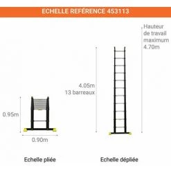 CENTAURE Echelle Télescopique Longueur Maximale 3.45m - Bamboo - 474111 9 CENTAURE Echelle Télescopique Longueur Maximale 3.45m - Bamboo - 474111 -Pas Cher Échelle Magasin 50649498 5