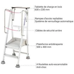 TUBESCA COMABI Escabeau De Rayonnage De 1 Marches. Hauteur Atteignable De 2.30m. - 2273201/ALU -Pas Cher Échelle Magasin 5071970 4