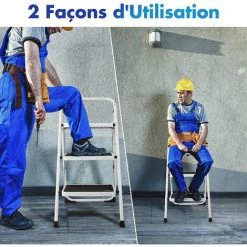 GOPLUS Escabeau à 3 Marches Pliable Et Portable Avec Poignée Et Barre Métallique, ?chelle En Fer Stable Et Antidérapante, Charge Max 150KG, Parfait Pour Utilisation Intérieure Et Extérieure -Pas Cher Échelle Magasin 51038748 5