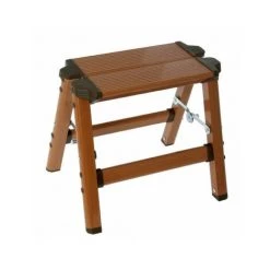 WADIGA Escabeau Marchepied Pliable Aluminium Couleur Bois - Hauteur 29.5cm - Bois