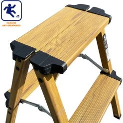 Escabeau Élégance Domestique Keli (2 Marches (hauteur De Travail 1,87)), Marchepied, Fabriqué En Aluminium Finition Bois (chêne) -Pas Cher Échelle Magasin 52527922 4