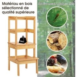 COSTWAY Tour D'Apprentissage Pour Enfants En Bois à 2 Marches Bandes Antidérapantes Charge 70KG Aide De Cuisine Naturel 8 COSTWAY Tour D'Apprentissage Pour Enfants En Bois à 2 Marches Bandes Antidérapantes Charge 70KG Aide De Cuisine Naturel -Pas Cher Échelle Magasin 52776371 4