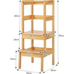 COSTWAY Tour D'Apprentissage Pour Enfants En Bois à 2 Marches Bandes Antidérapantes Charge 70KG Aide De Cuisine Naturel 9 COSTWAY Tour D'Apprentissage Pour Enfants En Bois à 2 Marches Bandes Antidérapantes Charge 70KG Aide De Cuisine Naturel -Pas Cher Échelle Magasin 52776371 5