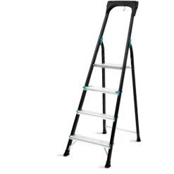 VONROC Escabeau Pliant PRO En Aluminium - 4 Marches Antidérapantes - Capacité Max. 150kg