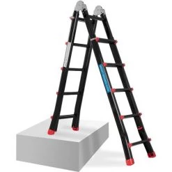 Masko® Aluminium échelle Télescopique Multifonctionnel En Aluminium échelle Pliante échelle, 5.10m / 4x5 Sprossen Black/Rot (de) -Pas Cher Échelle Magasin 52973834 3