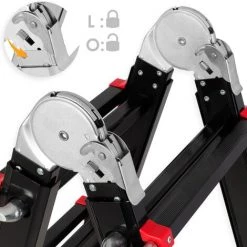 Masko® Aluminium échelle Télescopique Multifonctionnel En Aluminium échelle Pliante échelle, 5.10m / 4x5 Sprossen Black/Rot (de) -Pas Cher Échelle Magasin 52973834 5