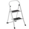 LOLAHOME Echelle 2 Marches Antidérapante En Acier Blanc 82x54x45 Cm